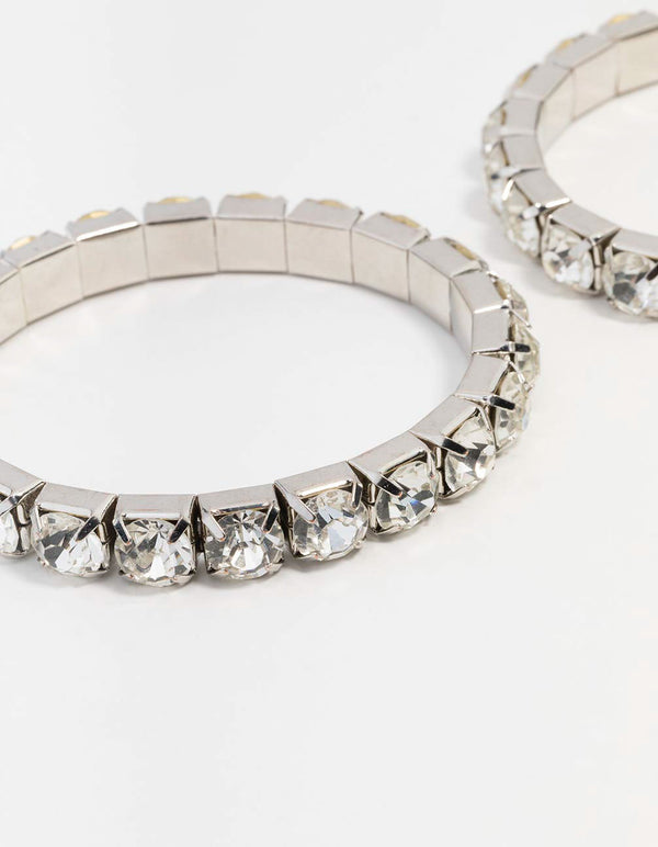 Silver Diamante Stretch Bracelet 2-Pack