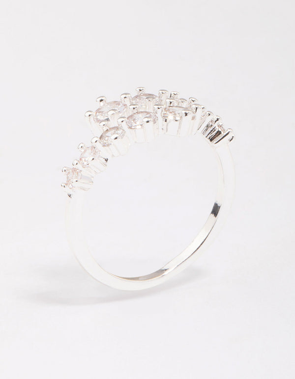 Silver Plated Graduating Cubic Zirconia Wrapped Ring