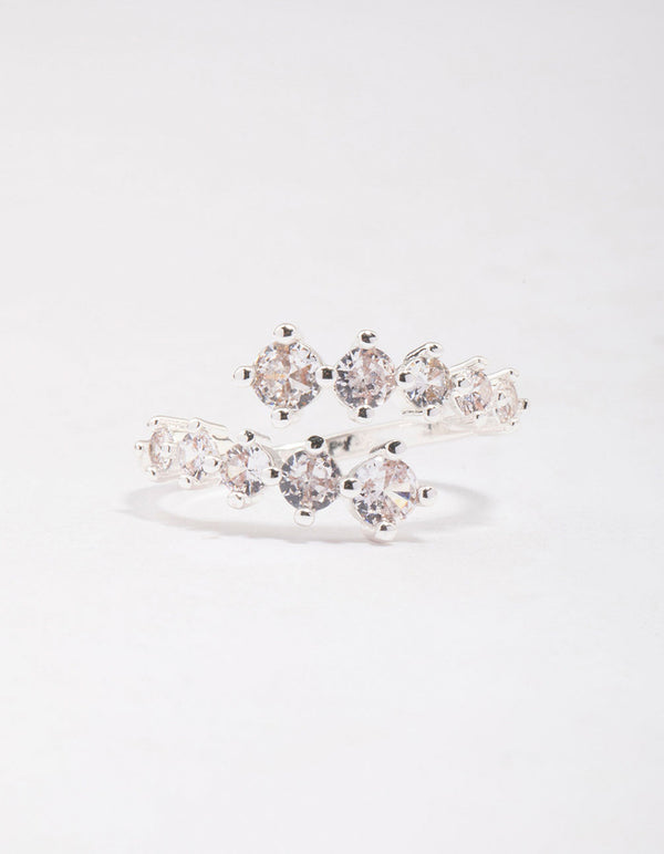 Silver Plated Graduating Cubic Zirconia Wrapped Ring
