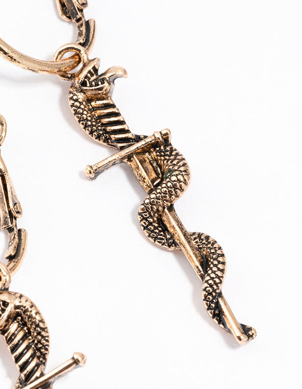 Antique Gold Sink Dagger Twist Hoop Earrings