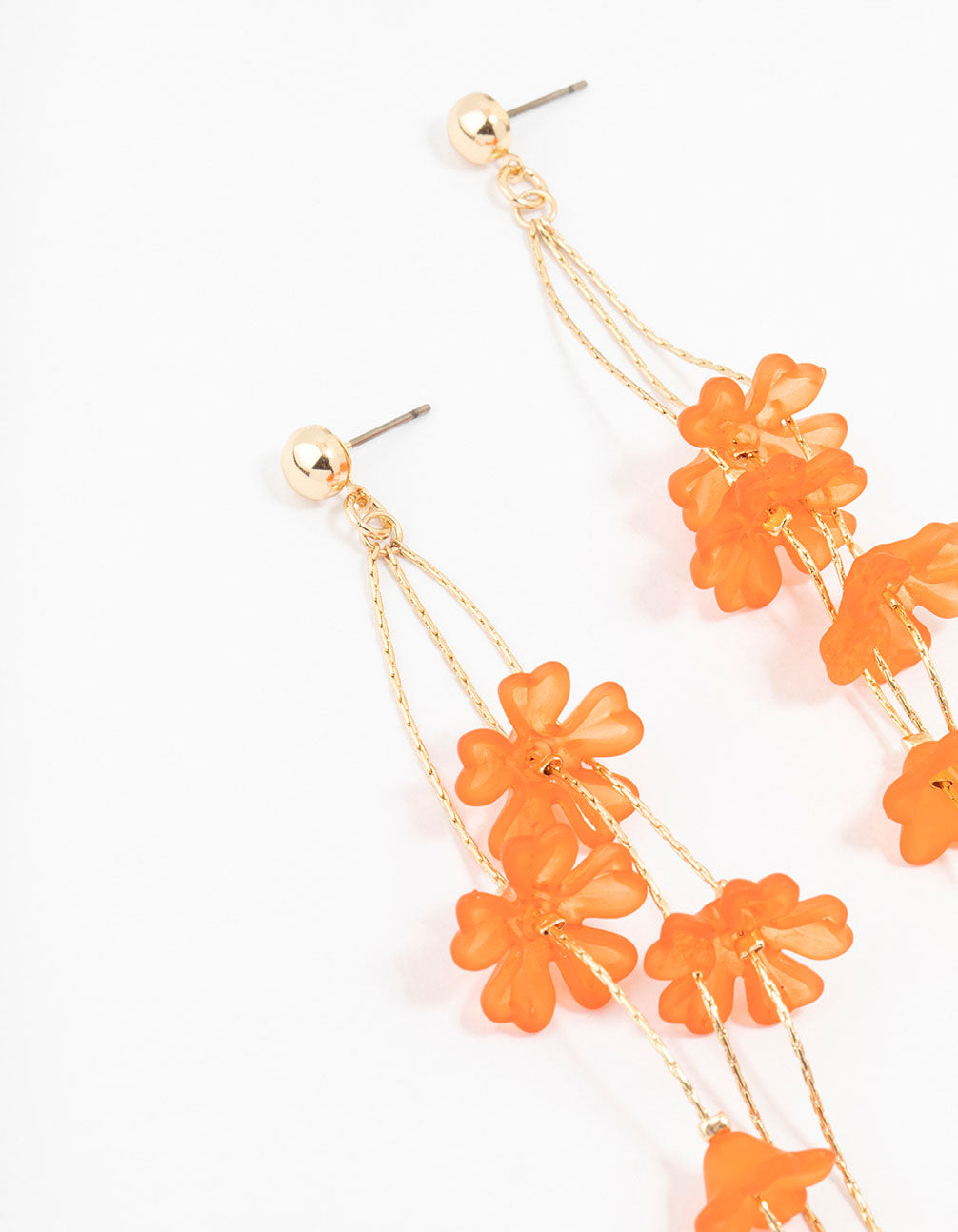 Gold Orange Petal Drop Earrings