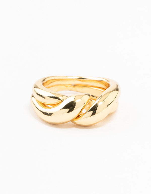 Gold Plated Twisted Metal Ring