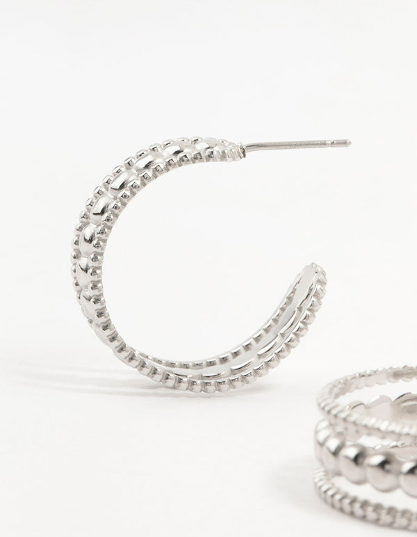 Surgical Steel Bubble Trio Strip Hoop Earrings
