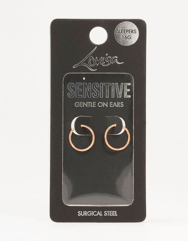 Rose Gold Plated Surgical Steel Sleeper Earrings 12MM