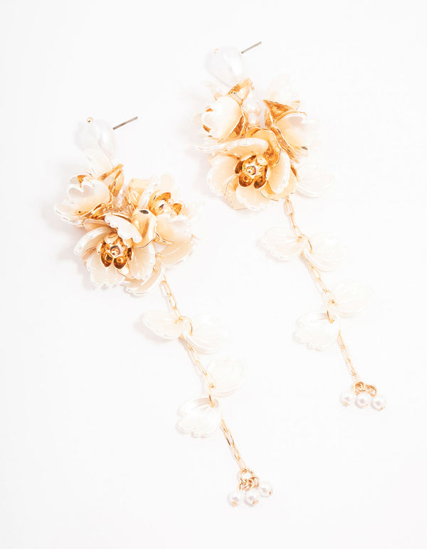 Gold Floral Drop Earrings