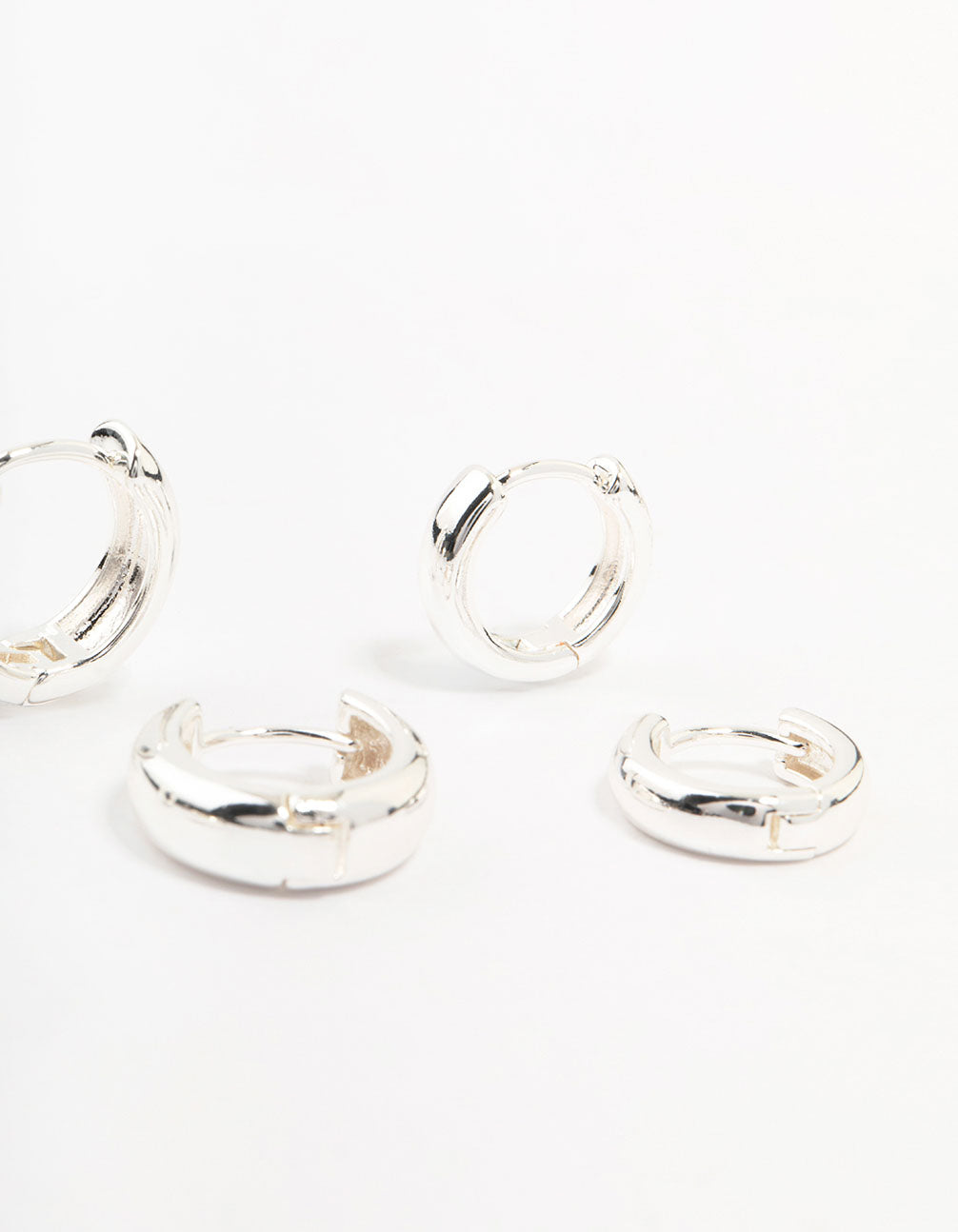Silver Plated Brass Graduating Hoop Earrings 3-Pack