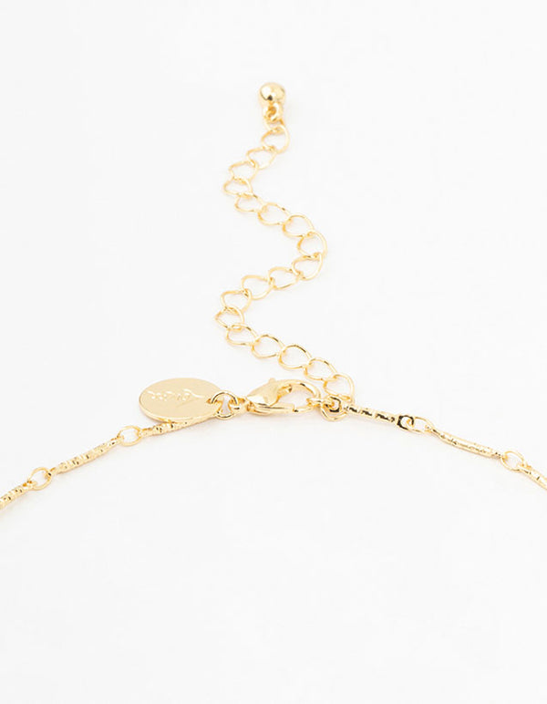 Gold Plated Brass Crystal Layered Necklace