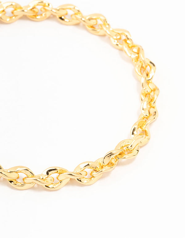 Gold Plated Brass Twisted Curb Chain Bracelet
