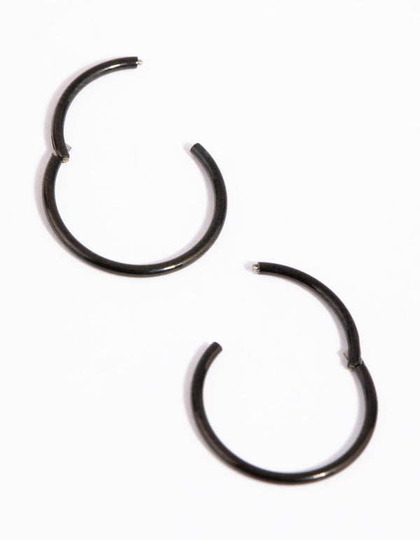 Matte Black Surgical Steel 10 mm Fine Sleeper Earrings
