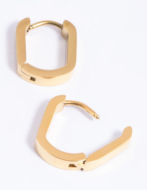 Gold Plated Surgical Steel Oval Huggie Earrings