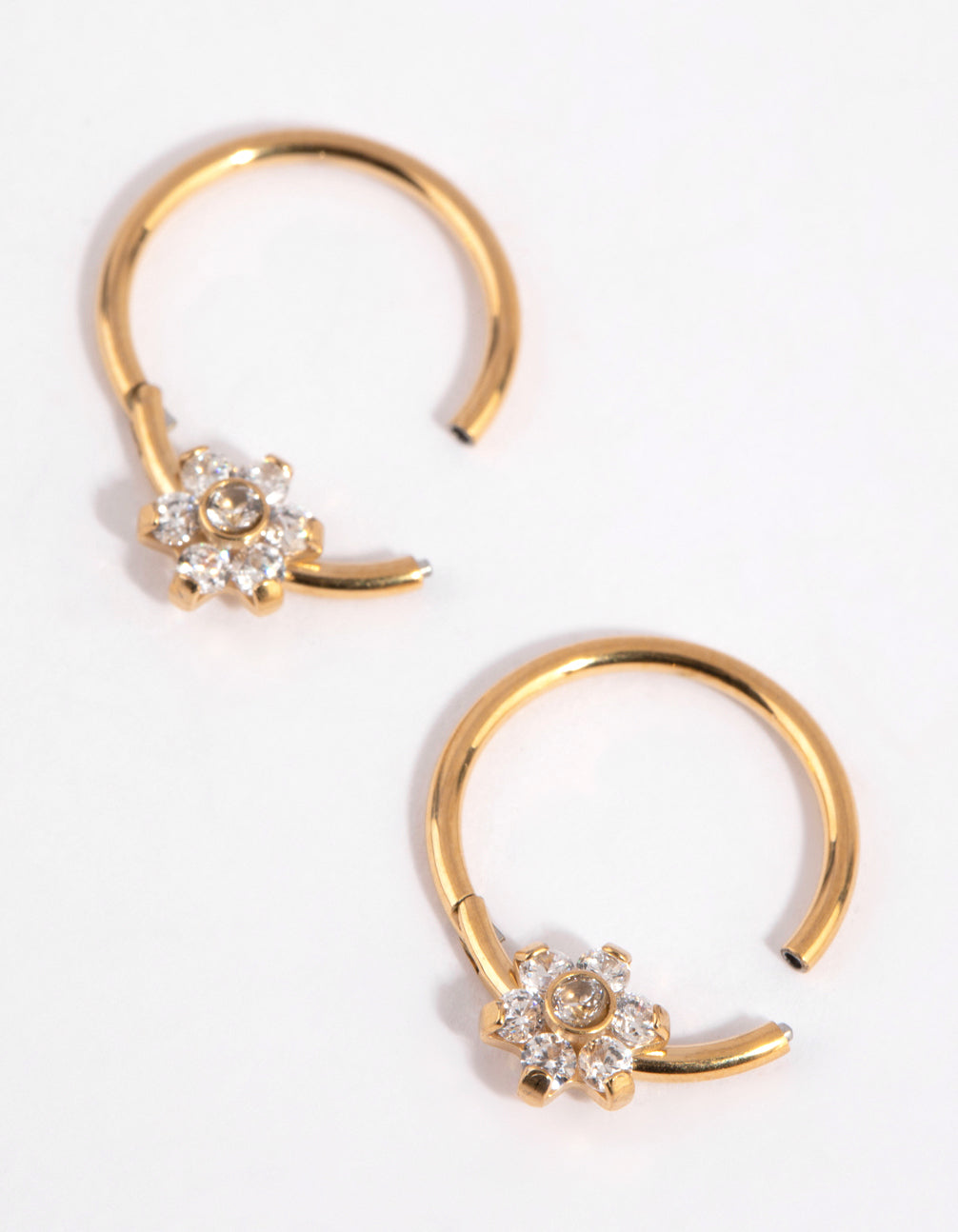 Gold Plated Surgical Steel Small Flower Hoop Earrings
