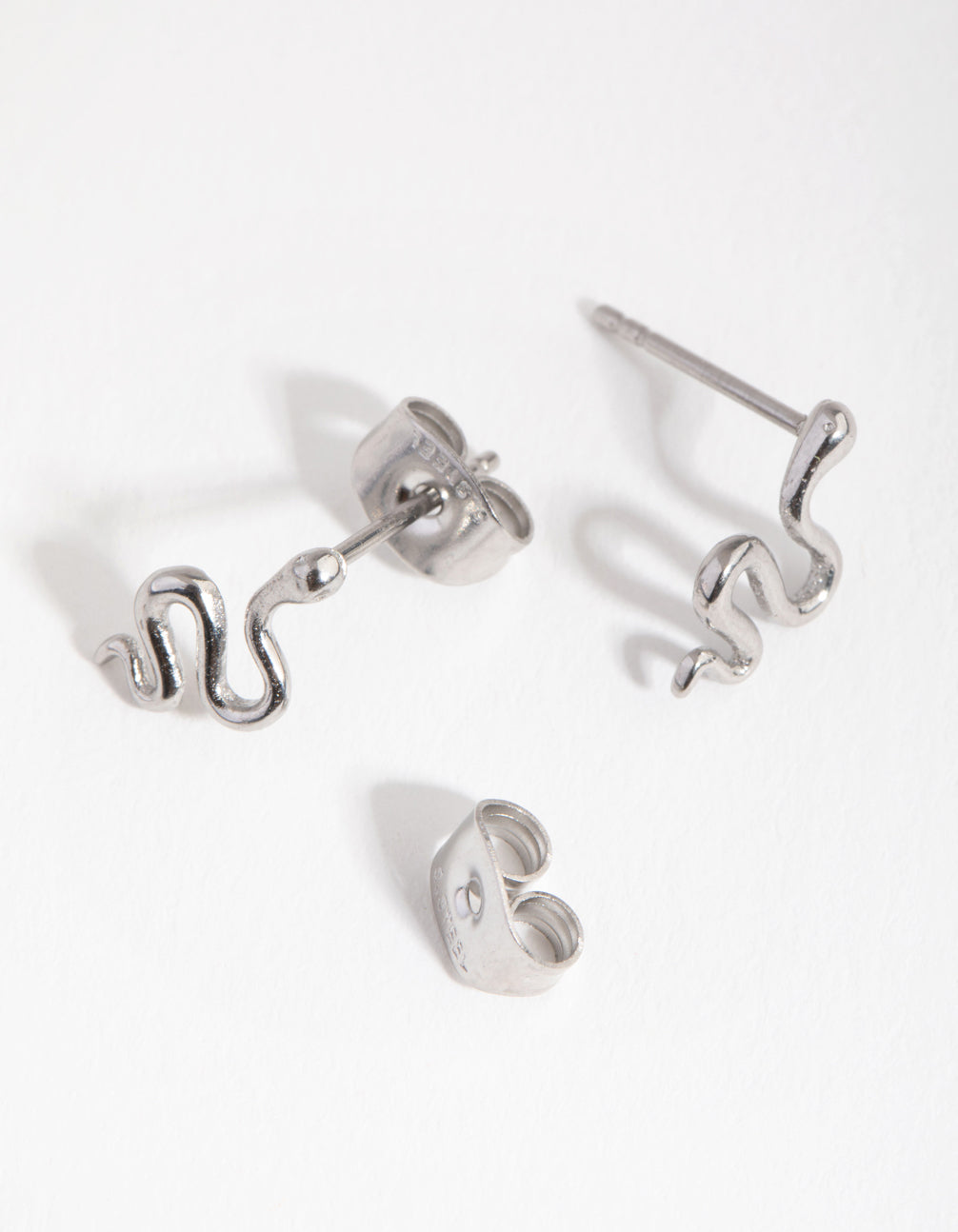 Surgical Steel Polished Snake Stud Earrings