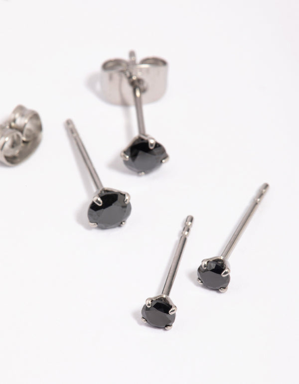 Surgical Steel Cubic Zirconia Stud Earrings Pack