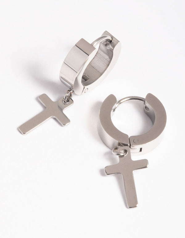 Surgical Steel Cross Huggie Earrings