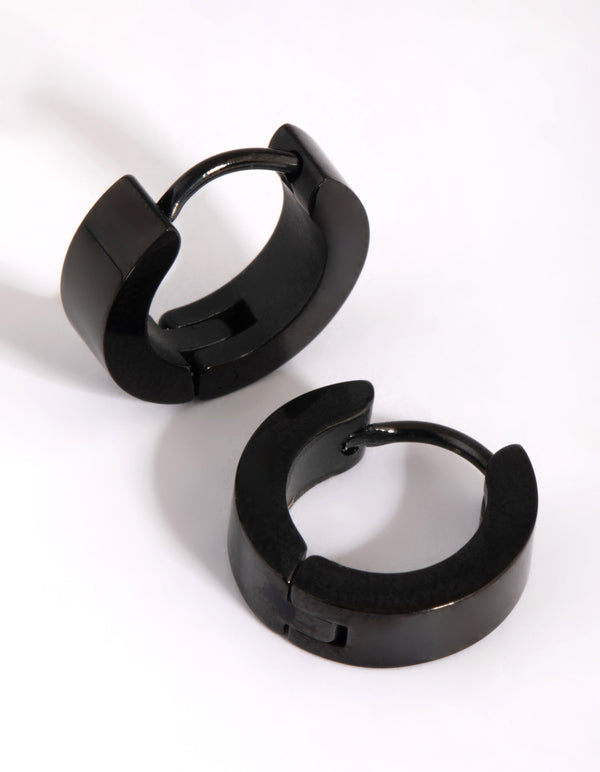Matte Black Wide Huggie Earrings