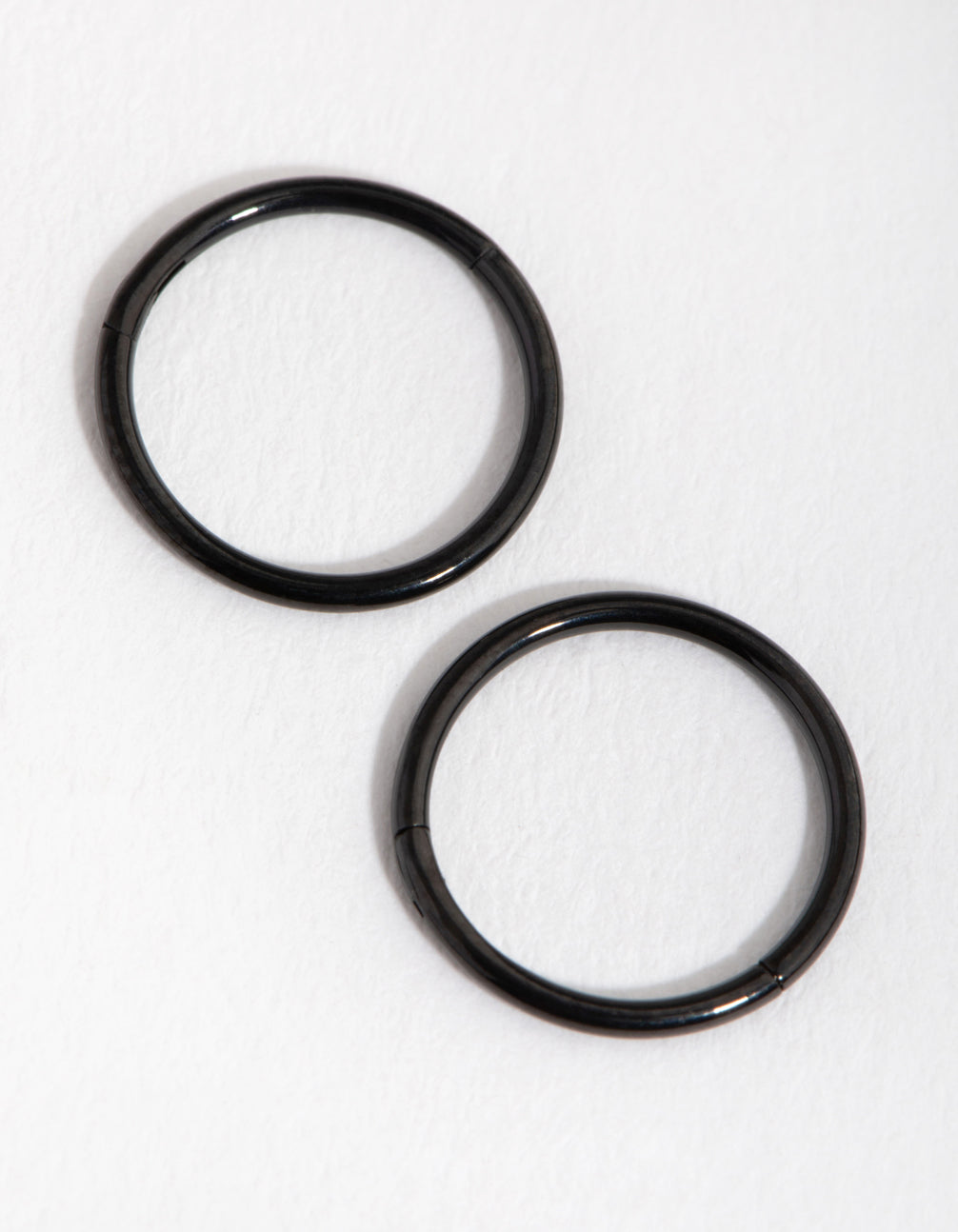 Black Coated Fine Sleeper Earrings 8MM