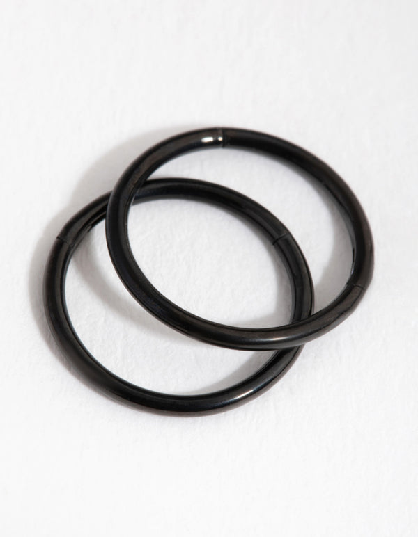Black Coated Fine Sleeper Earrings 8MM
