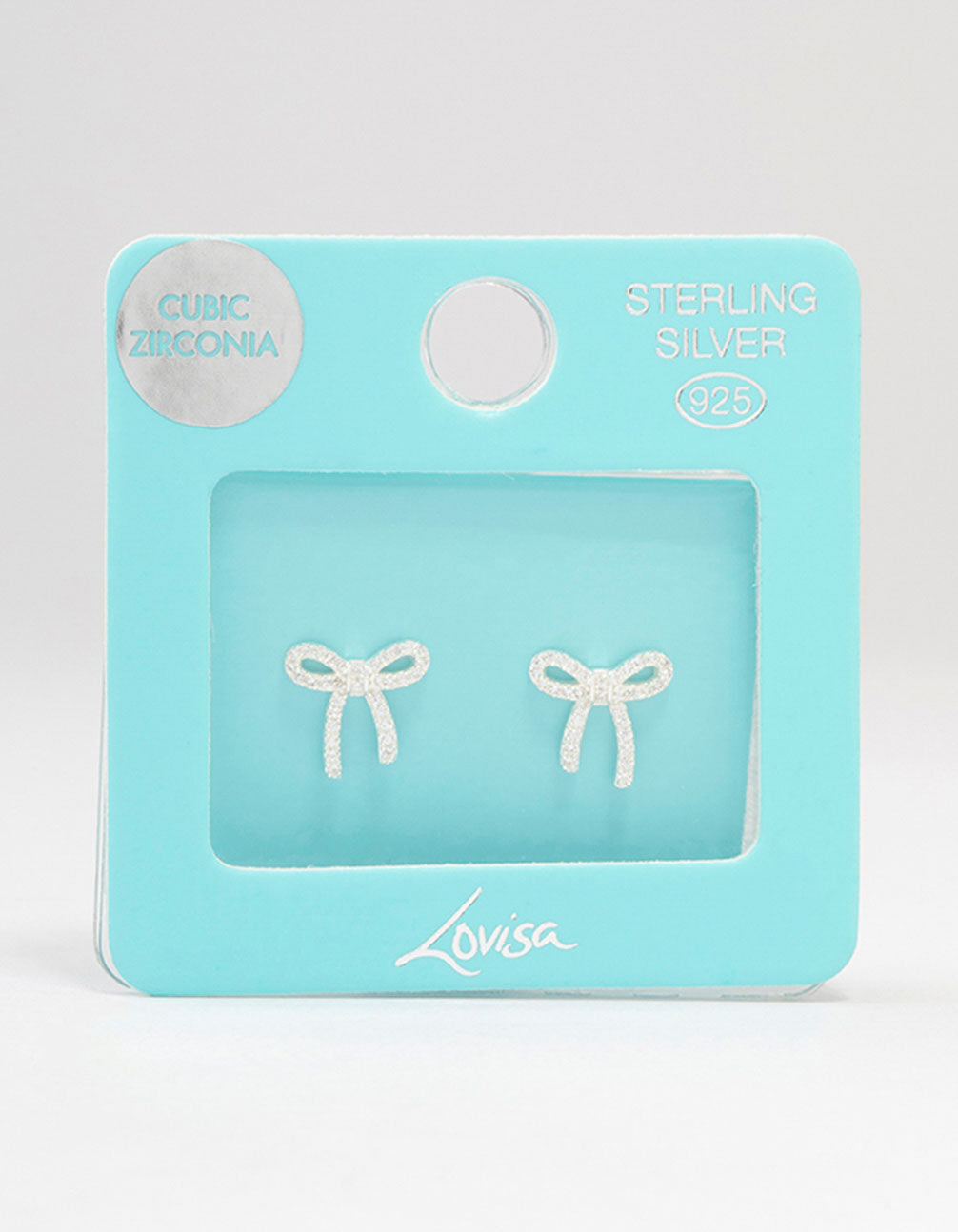 Sterling Silver Cubic Zirconia Bow Stud Earrings