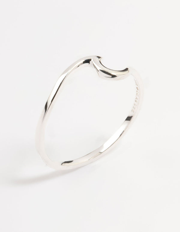 This sterling silver wave ring in side detail view