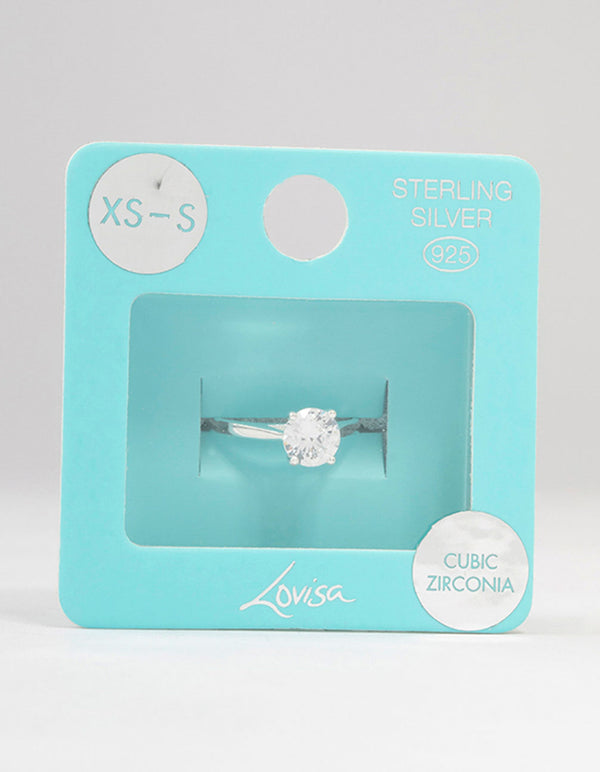 Sterling Silver 4 Claw Engagement Ring