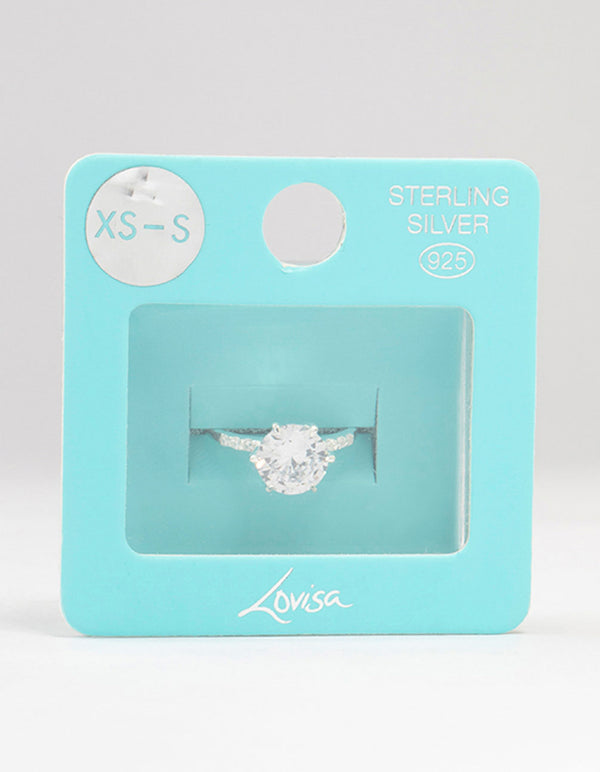 Sterling Silver Cubic Zirconia 6 Claw Engagement Ring