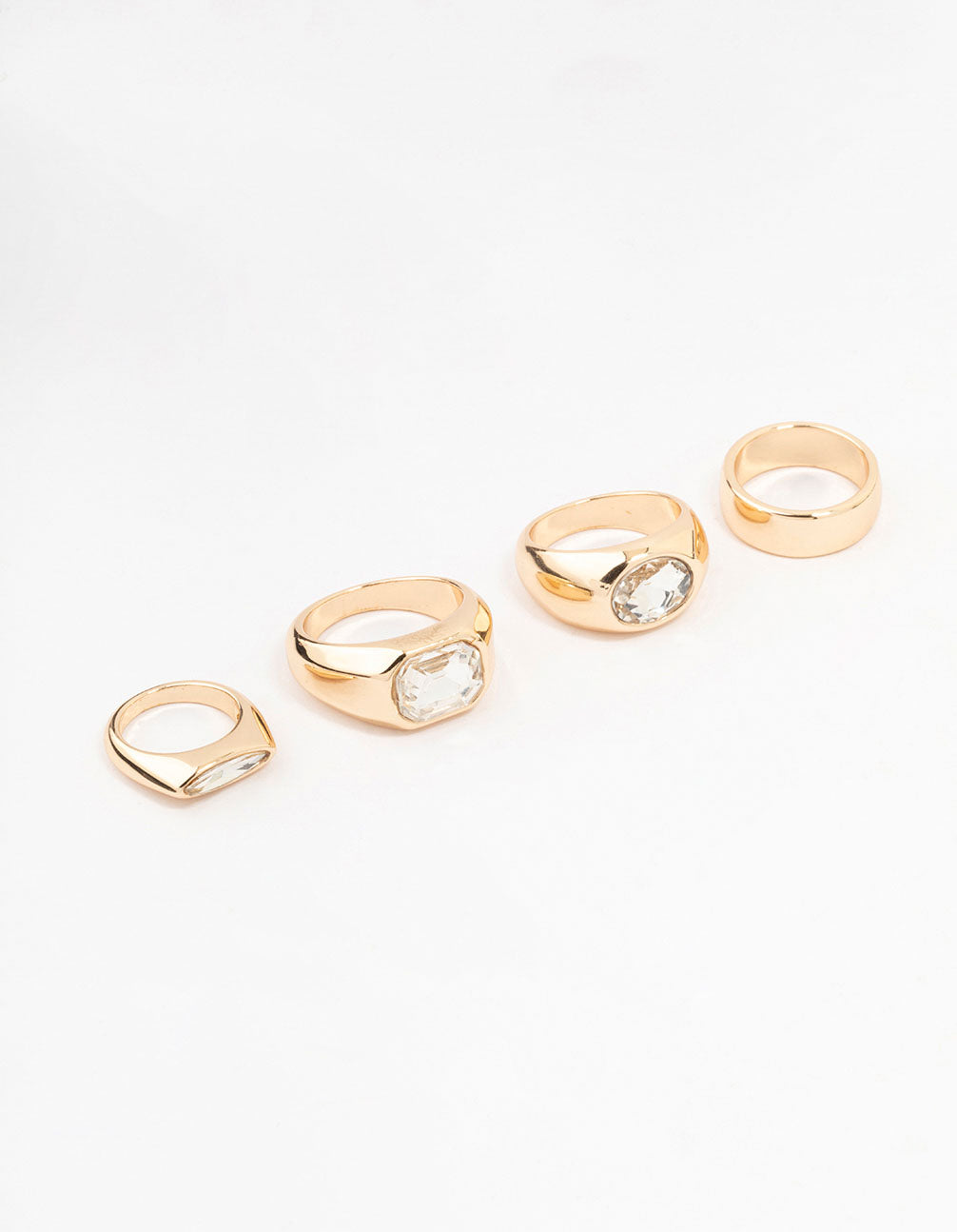 Gold Mixed Shaped Statement Rings 4-Pack