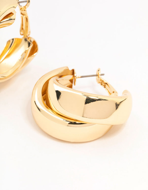Gold Double Layered Hoop Earrings