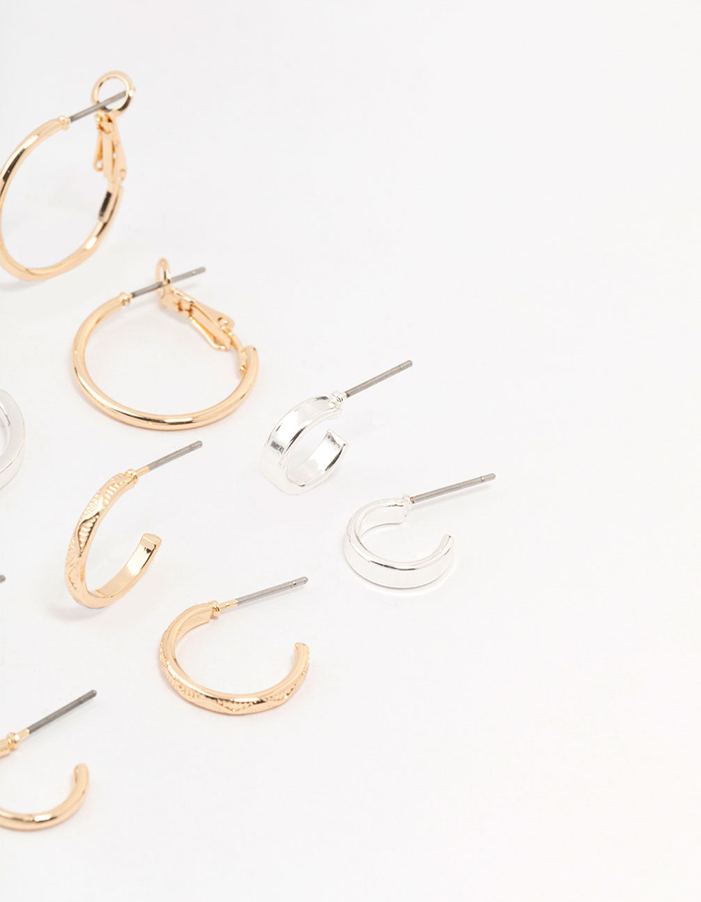 Mixed Metals Diamante Sleeper Earrings 6-Pack