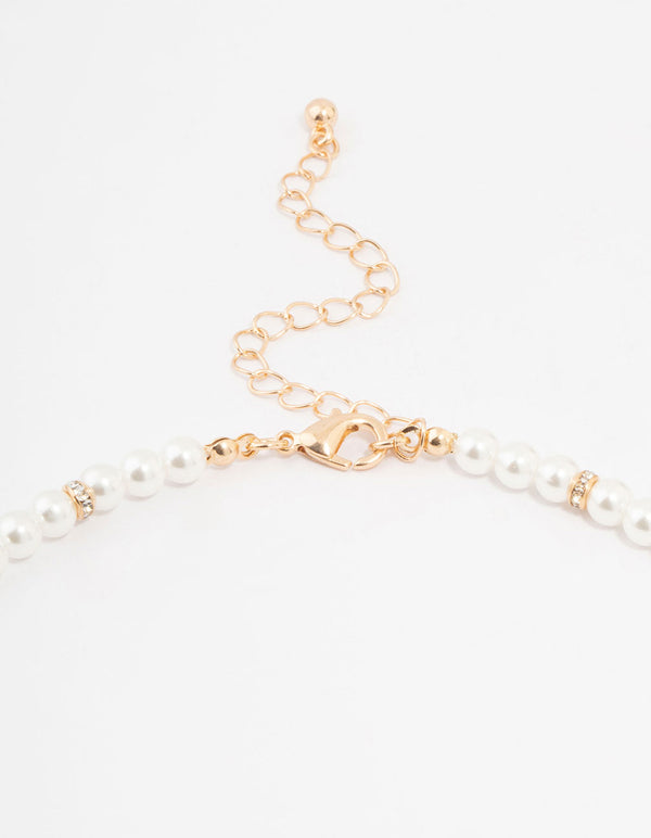 Gold Pearl Earrings, Bracelet & Necklace Multi Pack