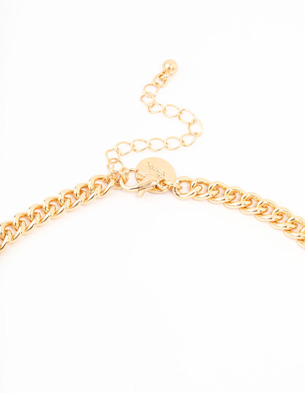 Gold Chunky T Bar Necklace