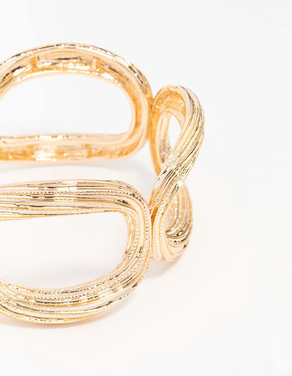 Gold Textured Metal Stretch Bracelet