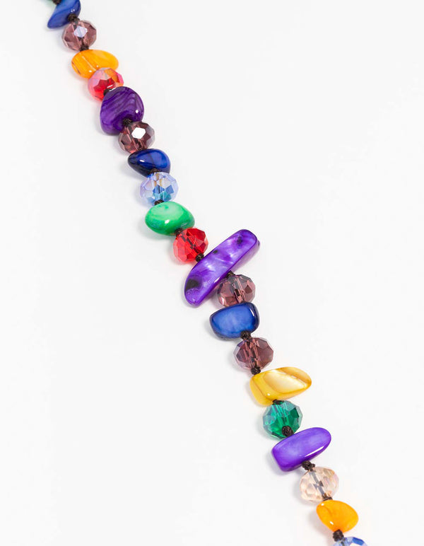 Gold Multicoloured Genuine Shell Necklace