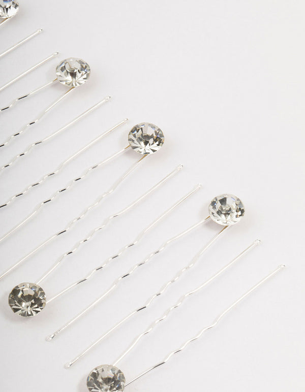 Silver Crystal Mixed Bridal Pins 10-Pack
