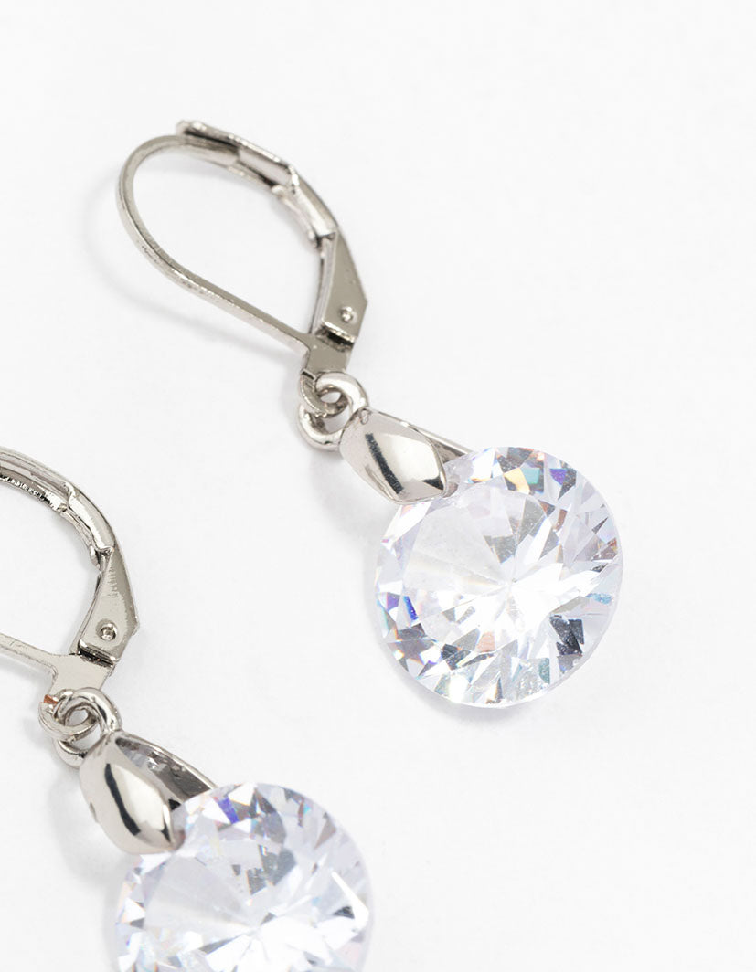 Silver Cubic Zirconia Circle Drop Earrings