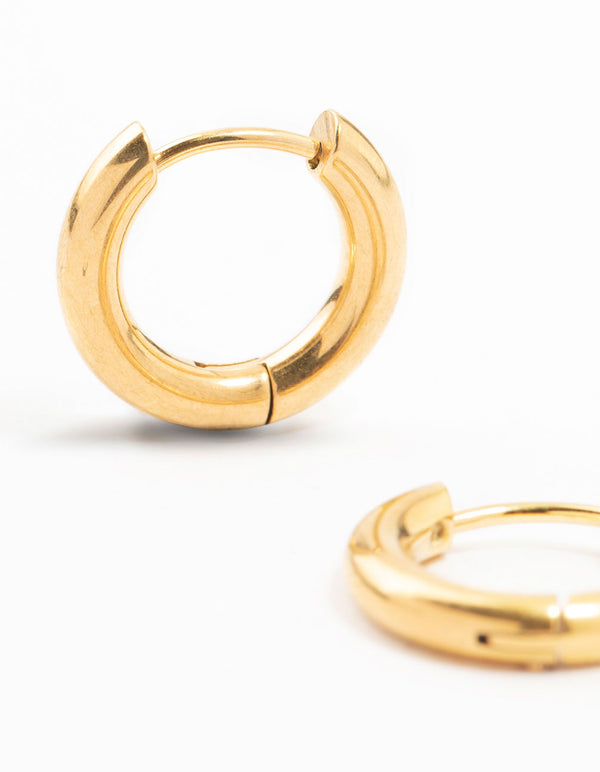 Waterproof Gold Plated Stainless Steel Core Clicker Earrings 16 MM