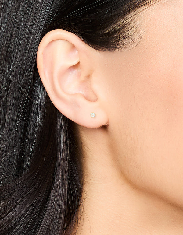 Waterproof Gold Plated Stainless Steel Cubic Zirconia Stud Earrings 3 MM