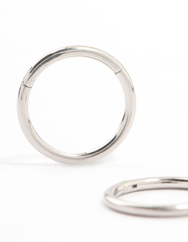 Waterproof stainless steel sleeper earrings in 10 MM silver front view