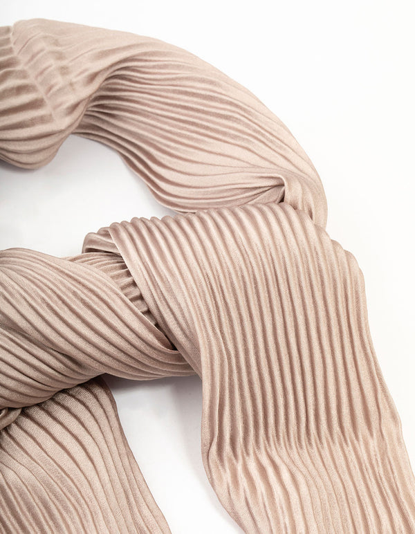 Pleated Rose Satin Fabric Scarf