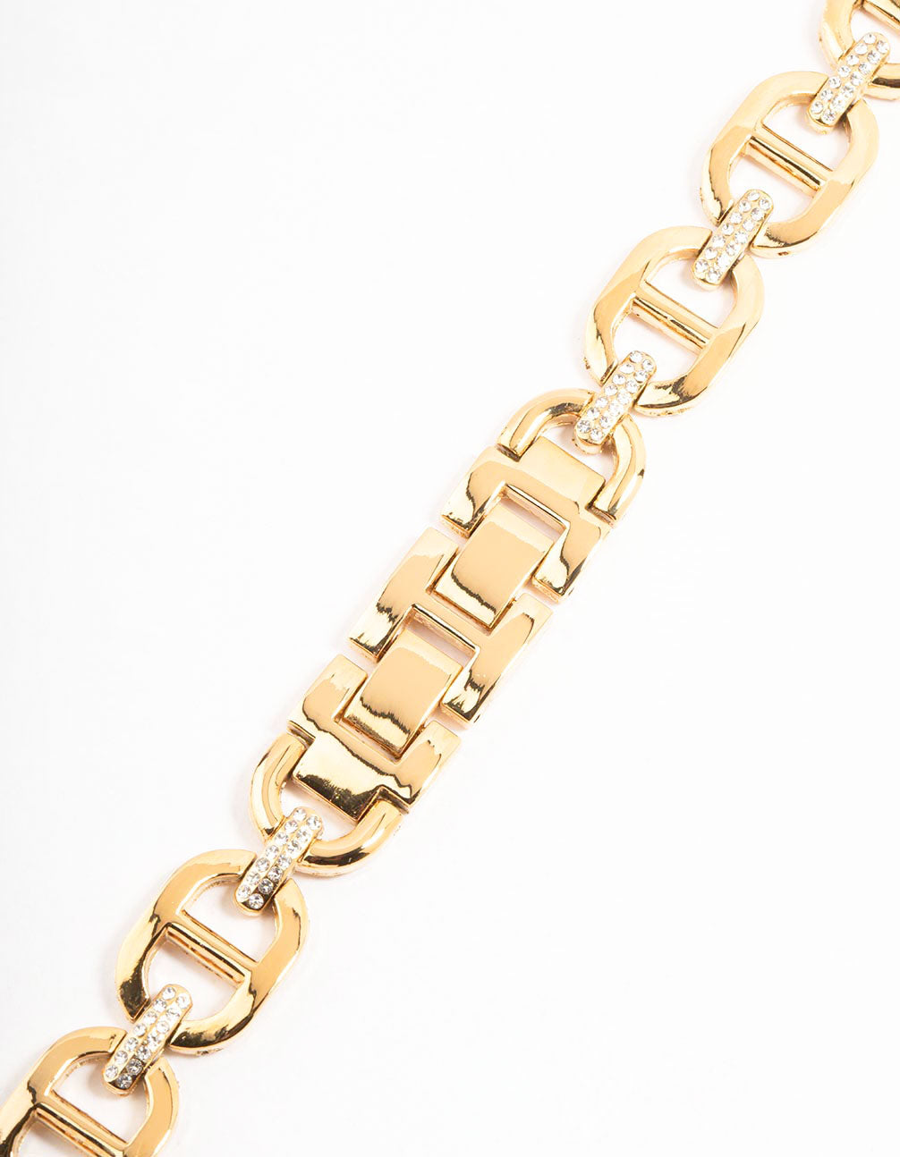 Gold Plated Diamante Vintage Watch Strap 38/40/41