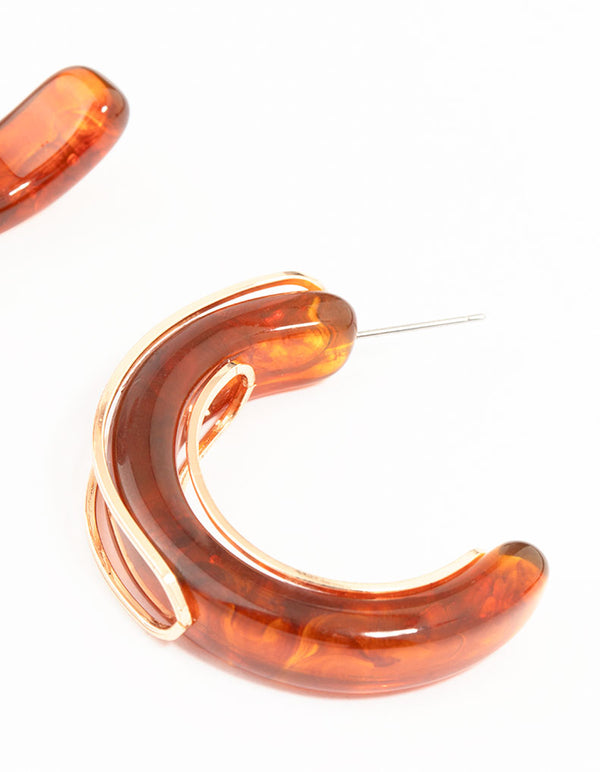 Thick Plastic Medium Hoop Earrings