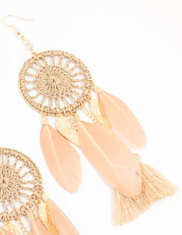 Dreamcatcher Feather Drop Earrings