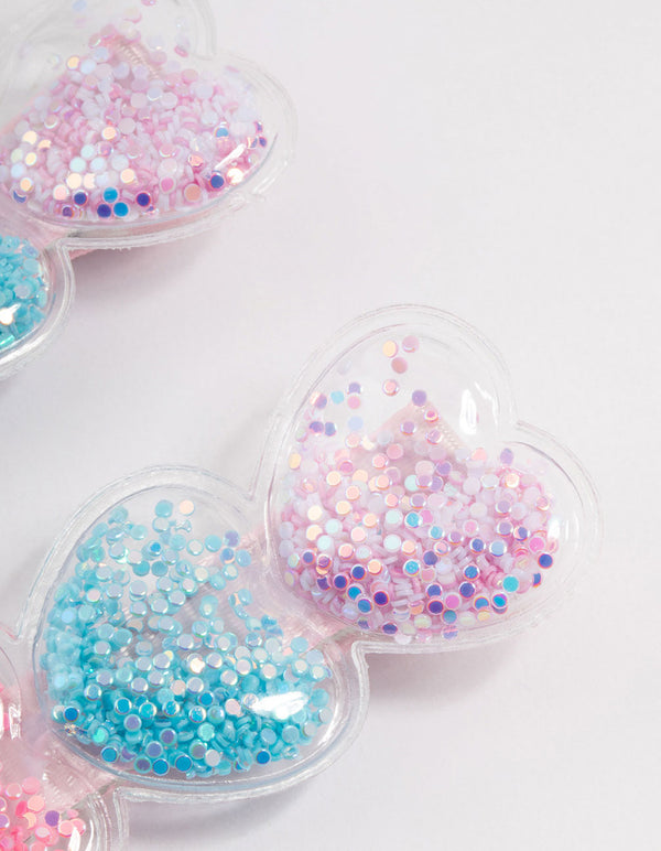 Kids Colourful Heart Glitter Shaker Hair Clips 2-Pack