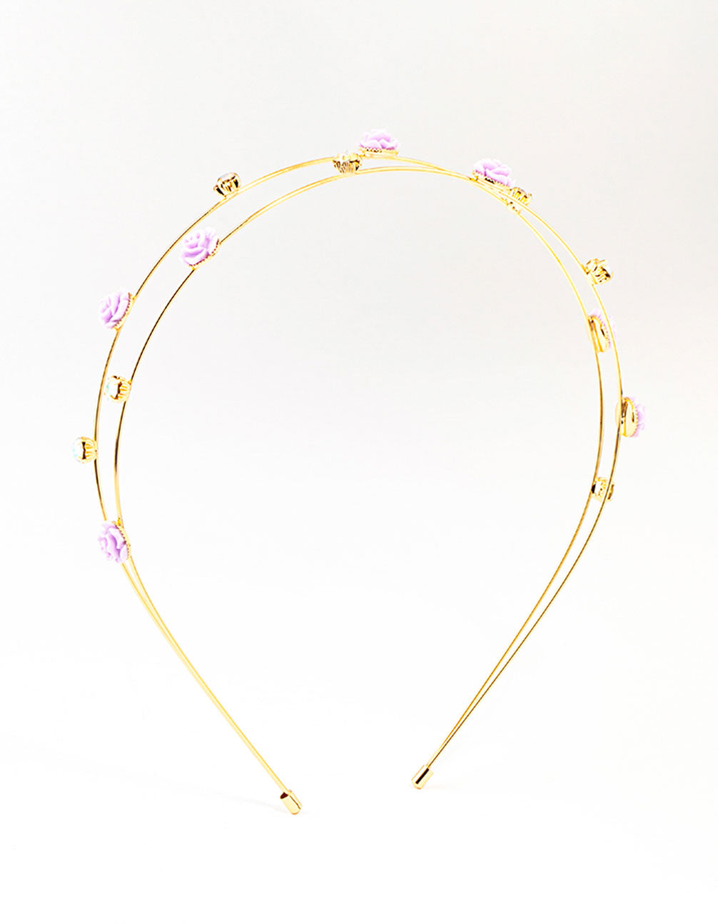 Gold Diamante Velvet Flower Multi Row Headband