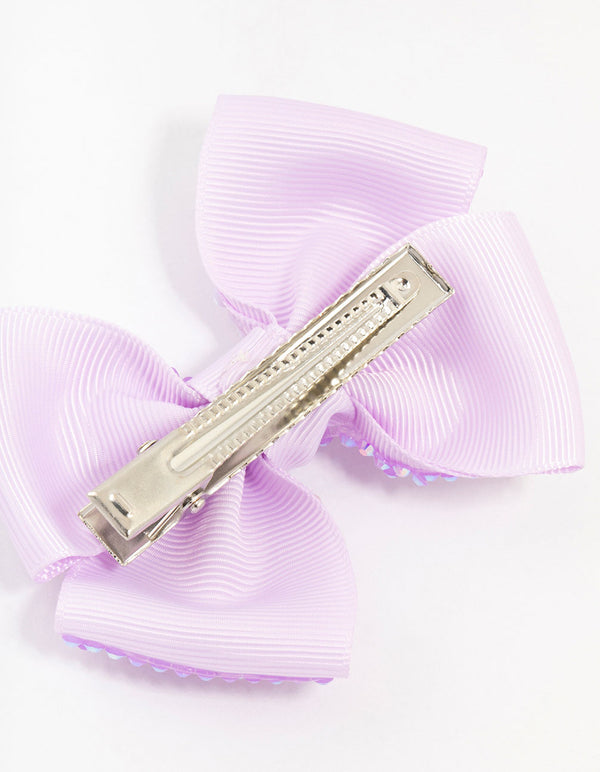 Kids Mixed Purple Bow Clip