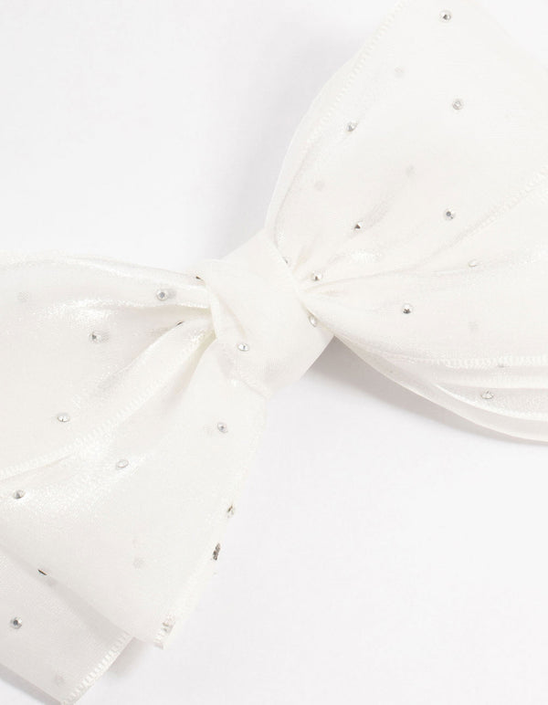 Kids Mixed Cream Fabric Bow Clip