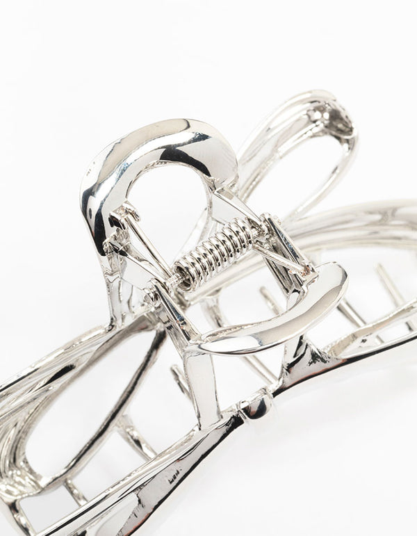 Rhodium Cross Over Bow Claw Clip