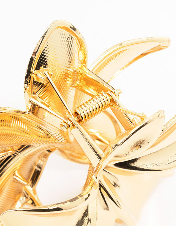 Gold Metal Hibiscus Flower Claw Clip