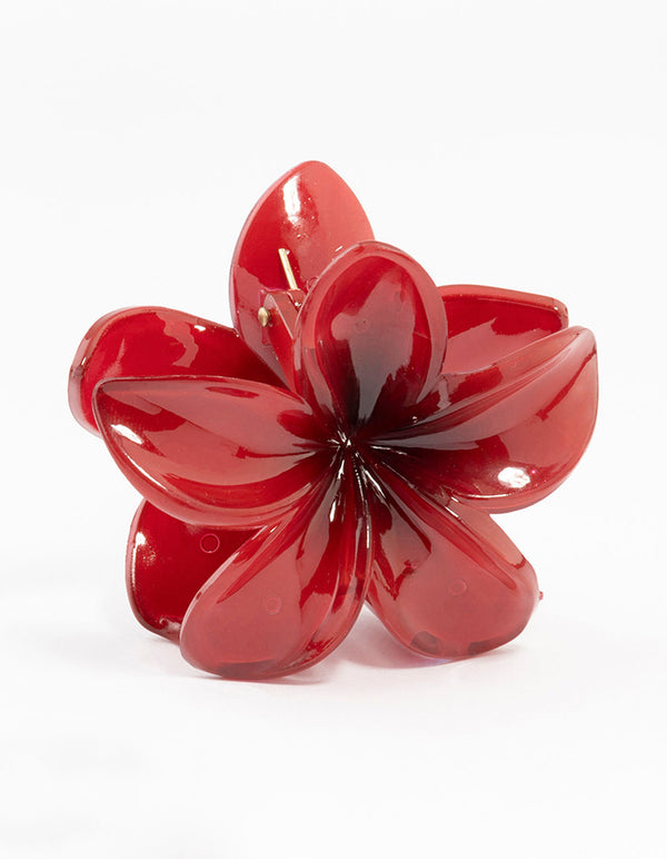 Burgundy Hibiscus Flower Claw Clip