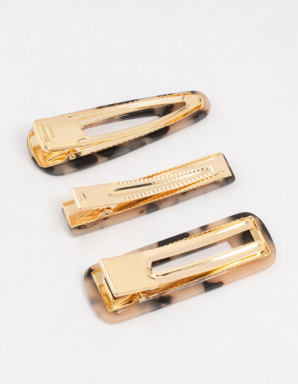 Mixed Shaped Tortoiseshell Clips 3-Pack
