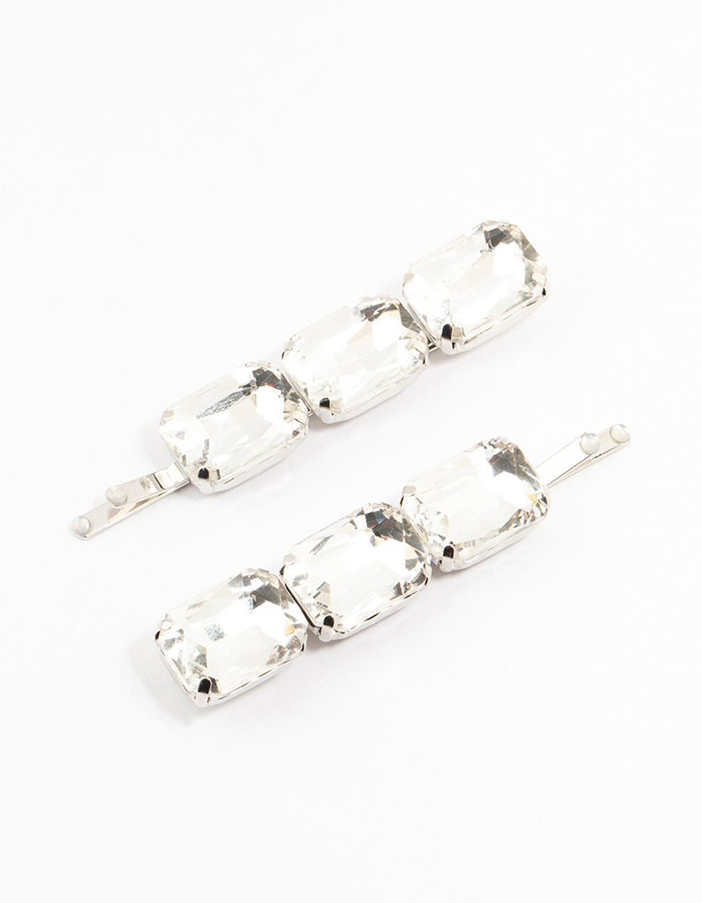 Rhodium Large 3 Stones Clips 2-Pack